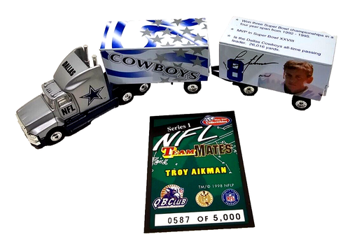 1998 Troy Aikman Dallas Cowboys NFL Team Mates Tractor Trailer Series 1 Diecast - Picture 7 of 11