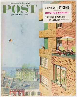 HIGH RISE KITE FLY SATURDAY EVENING POST COMPLETE MAGAZINE JUNE 14 1958 M350