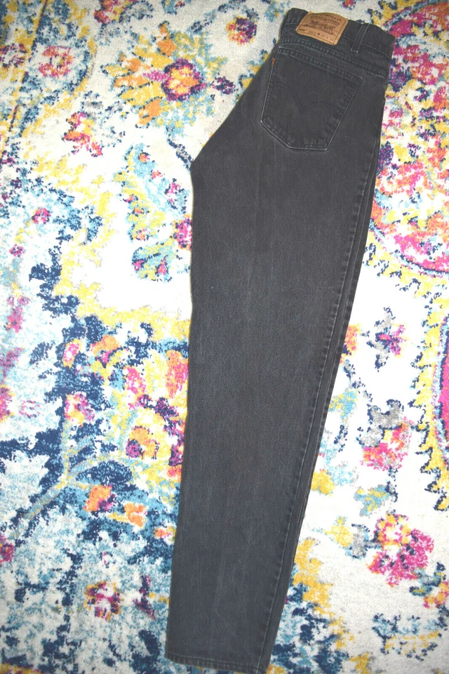 Jeans vintage Levis 550 34,5 x 34 aba laranja preto relax cônico feito nos EUA c.1995 - Imagem 3 de 4