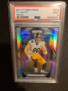 PSA 9 MINT - 2017 Panini Silver Prizm #216 TJ Watt Pittsburgh Steelers RC Rookie
