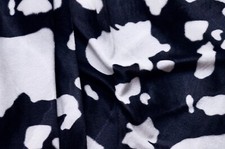 White Cow on black Velboa upholstery Fabric per yard 60 wide