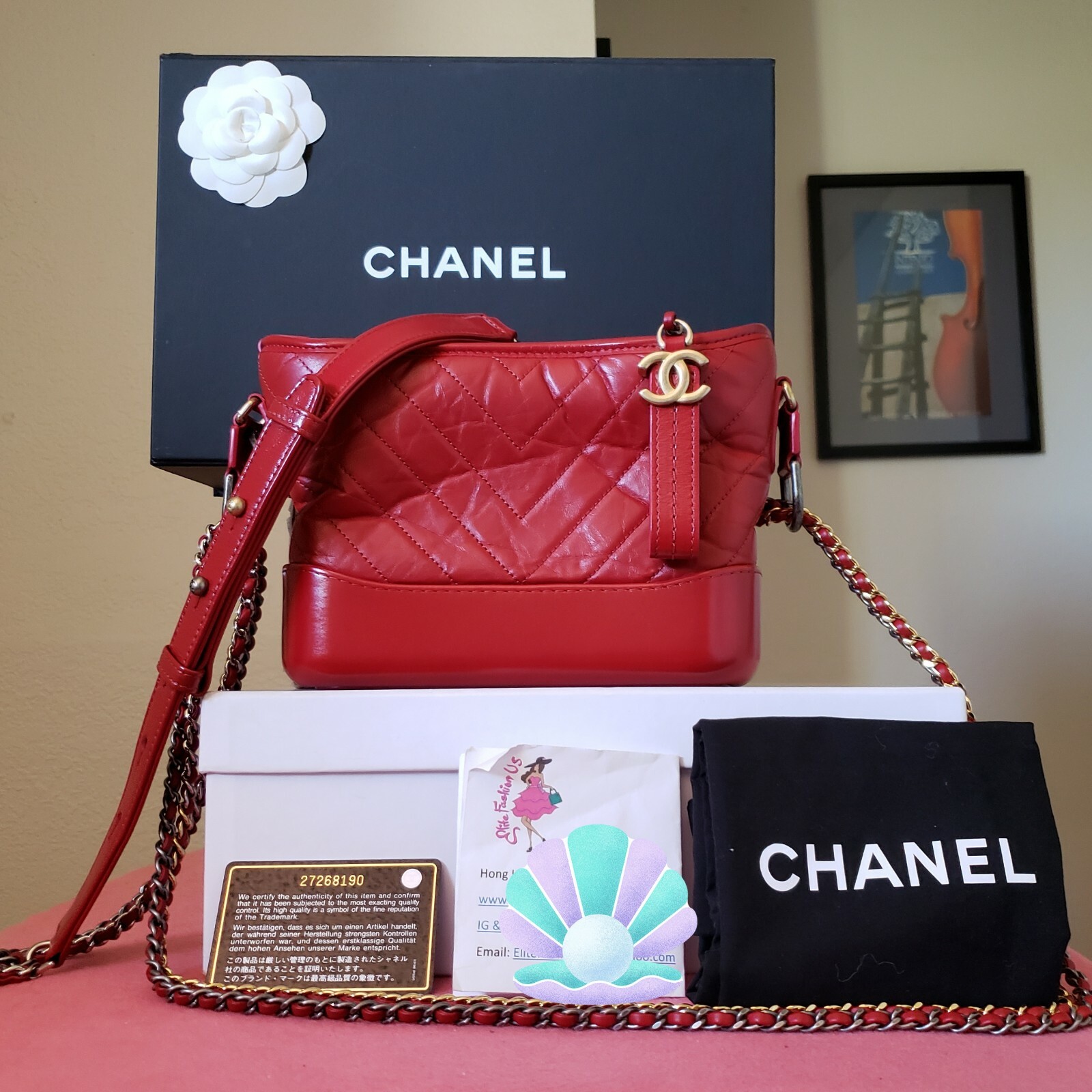Chanel Gabrielle red calfskin Small Hobo Shoulder Bag No Box
