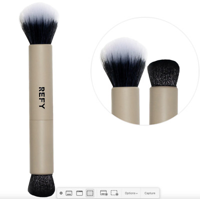 REFY Duo Face Brush with Synthetic Vegan Fibers, Buildable Coverage