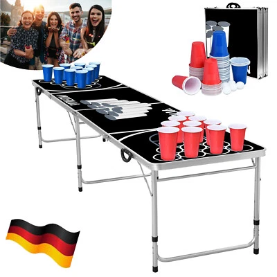 MARKENLOS Beer Pong Tisch Set Audio Table 5 Bälle inkl. 100 Becher ( 50 Rot & 50 Blau )