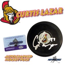 CURTIS LAZAR Signed OTTAWA SENATORS Puck w/COA 