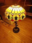 Tiffany Style Table Lamp Stained Glass Black Finish 23 1/2” High