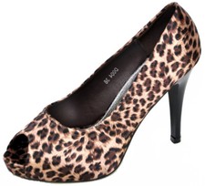 Elegant LEOPARD Leo PEEP TOES Rockabilly Retro Pin Up
