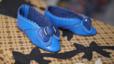Doll shoes ''Blue drop'' for antique doll French style(2.08inch/53mm)