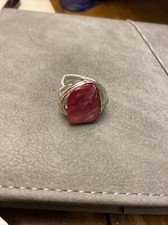 Handmade Rhodochrosite Wrapped Nest Stone Ring Sz 7.25 Compassion Love Pink
