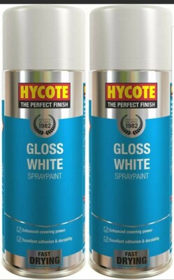 4x HYCOTE GLANZ WEISS SPRÜHLACK AEROSOL AUTO MEHRZWECK PRÄPARATION 400ML