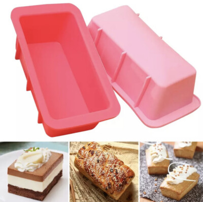 2 Mini Loaf Baby Cakes Bread Pan Rectangle Silicone Muffin Cup Pudding Soap Mold