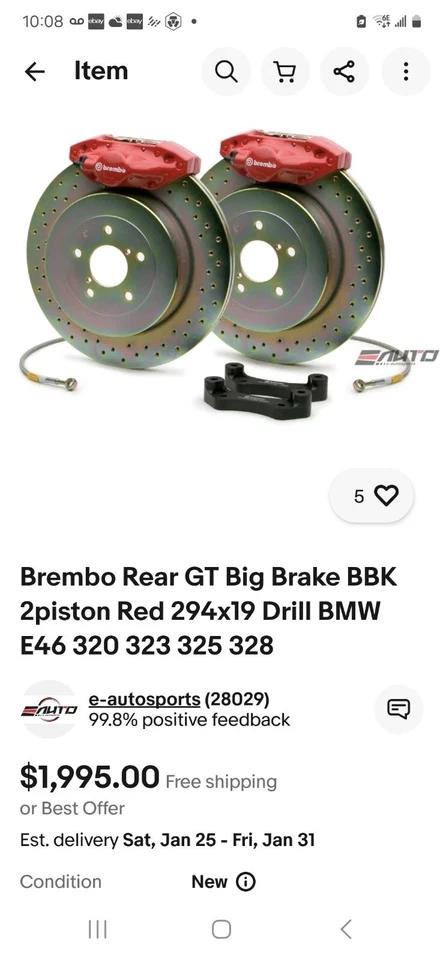 Brembo GT Big Brake Kit BMW E46 01-05 323i 325i 328i 330i All 4 Calipers Rotors - Image 2 of 4