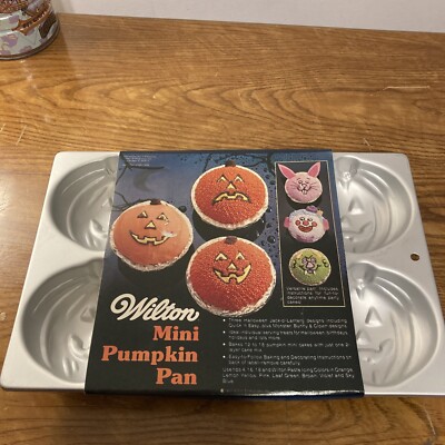 Wilton Halloween Jack-o-Lantern Cupcake Mini Pumpkin Pan 508-1040 Muffin 1983