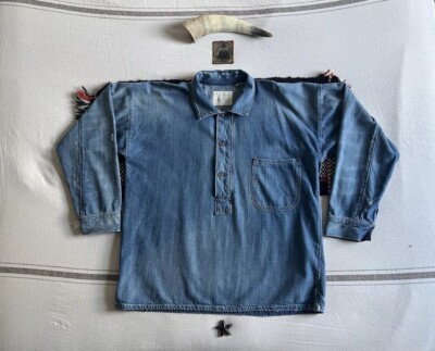 LVC Selvedge Shirt XL Levi s 211 Oak Cone Mills Denim Closed Front Miners Pullover