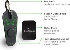 2X CrocMagnet  Rubber coated magnet with Carabiner hook  Key Holder Germ Free