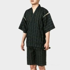 Men Japanese Cotton Yukata Kimono Top+Shorts Homewear Pyjamas Vintage 2PCS/Set