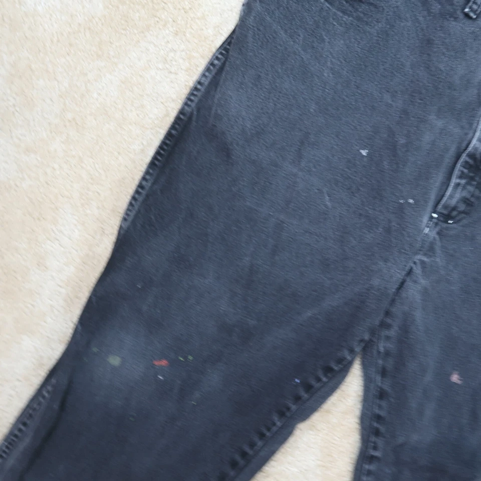 Rustler Relaxed Fit Straight Jeans Men's 44x30 Black Distressed Denim Pants - Image 3 of 4