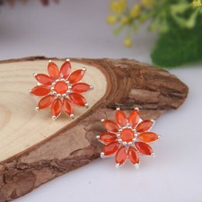 Red Flower Onyx Stud Earring 925 Sterling Silver Wedding Earrings Jewelry