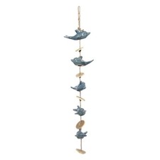 Maritime Girlande Windspiel  Delphin blau Keramik Maritim