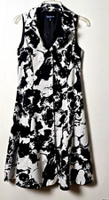 Jones New York Black  White Floral Print Sleeveless Fit  Flare Dress Size 10P
