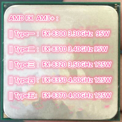 AMD FX-8300 FX-8310 FX-8320 FX-8350 FX-8370 Socket AM3+  Desktop CPU