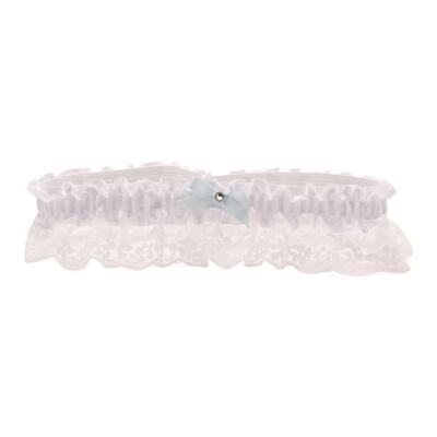 Giarrettiera di Chiffon Bianco e Raso Celeste