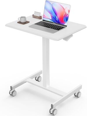Mobile Portable Laptop Desk Adjustable Height Home Rolling Small Standing Desk