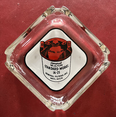 Vintage Ashtray Promo For General Fuel Oil Filter Standard Model NOVI MICHIGAN
