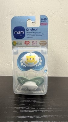 MAM Original Silicone Orthodontic Pacifier 6-18M Bear Blue/Green BPA/BPS