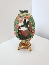 Franklin Mint House of Faberge Humming Bird Egg 5.5" x 2.5"