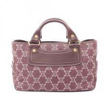 CELINE Boogie C Macadam Handbag denim leather Bordeaux Used Women