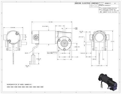 Bodine (24A4BEPM-3F) 24A-3F Series DC Right Angle Gearmotor for