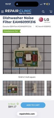 EAM60991316 LG Dishwasher Noise Filter OEM Genuine Part Next Day Free Shipping