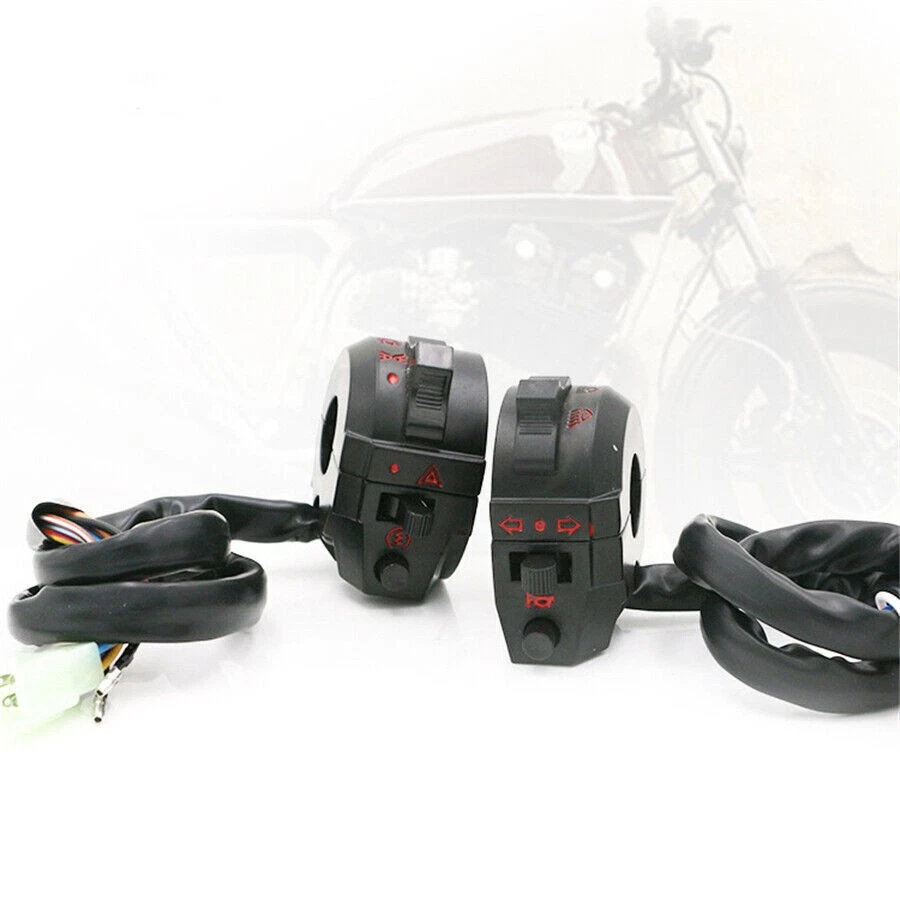 1 Par 7/8" Manillar Moto Negro Interruptor de Control Señal de Giro Bocina ON OFF Foto 3 de 4