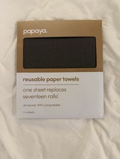 Papaya, Reusable Paper Towels, 2 Sheets Black All Natural Sealed New