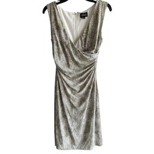 Adrianna Papell Green fern ruched sleeveless cocktail work summer dress sz 6