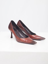 Gucci Brown-red Patina Leather Pointed Toe Heels – Size EU 39C