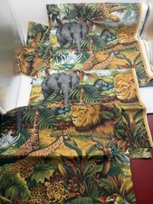 African Safari Animal Giraffe Tiger Lion Zebra Spring Industries Lot 2 Yd Fabric
