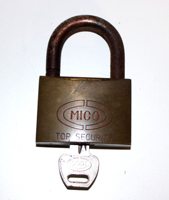 Altes MICO Top Security Vorhängeschloss / Schloss mit 1 Schlüssel (#3029)