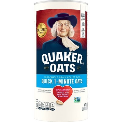 Quick 1 Minute Oats, Instant Oatmeal, 42 oz Canister, Quick Cooking Rolled Oats,