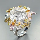 Handmade 20 ct+ Natural Quartz Ring 925 Sterling Silver Size 8 /R464275