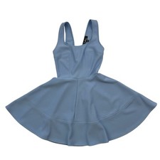 Lulu's Blue Fit & Flare Skater Dress Pleated Sz XS Polyester Spandex Stretch