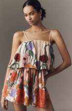 Anthropologie Farm Rio Tiered Floral Mini Dress Size Medium