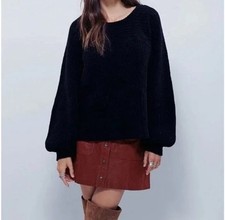 Free People Oversized Don&rsquo;t Let Me Go Sweater Black Chunky Fisherman Knit XS