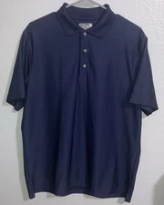Champions Tour Mens Navy Blue Three Button Golf Polo Moisture Wicking Sz M