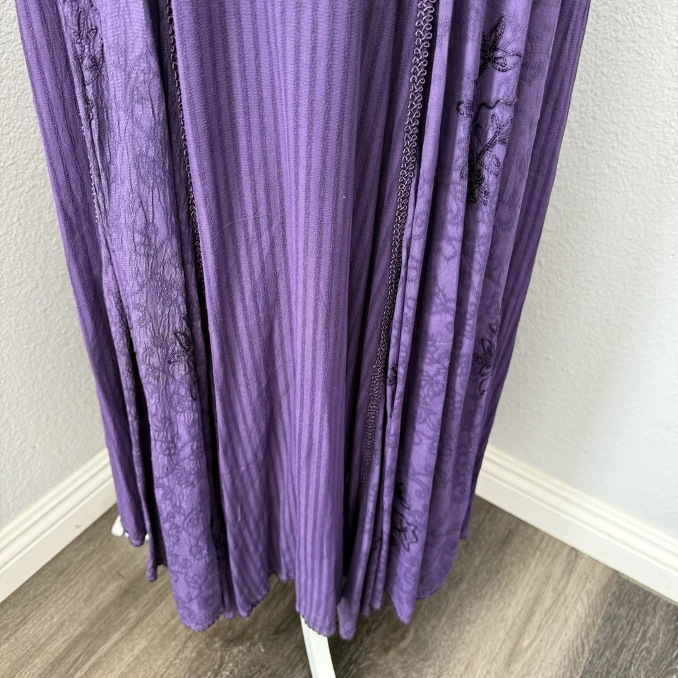Vintage 90s Y2K Embroidered Slip Dress Purple Whimsigoth Fairy grunge Medium - Image 4 of 4