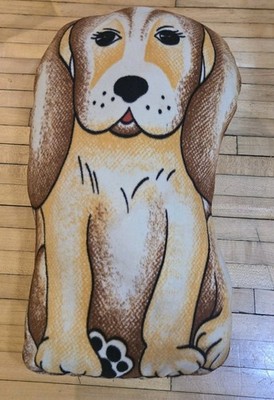 Basset Hound Beagle Dog Pillow Vintage 70s Cut & Sewn Shelf Window Sitter 16''
