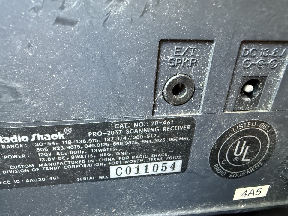 Radio Shack Pro-2037 Scanning Receiver AM/FM UVHF Triple Conversion 200 ...
