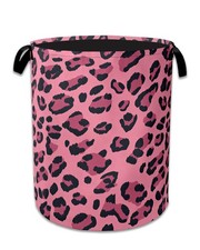 Pink Leopard Laundry Basket Collapsible Laundry Hamper Clothes Storage Bin fo...