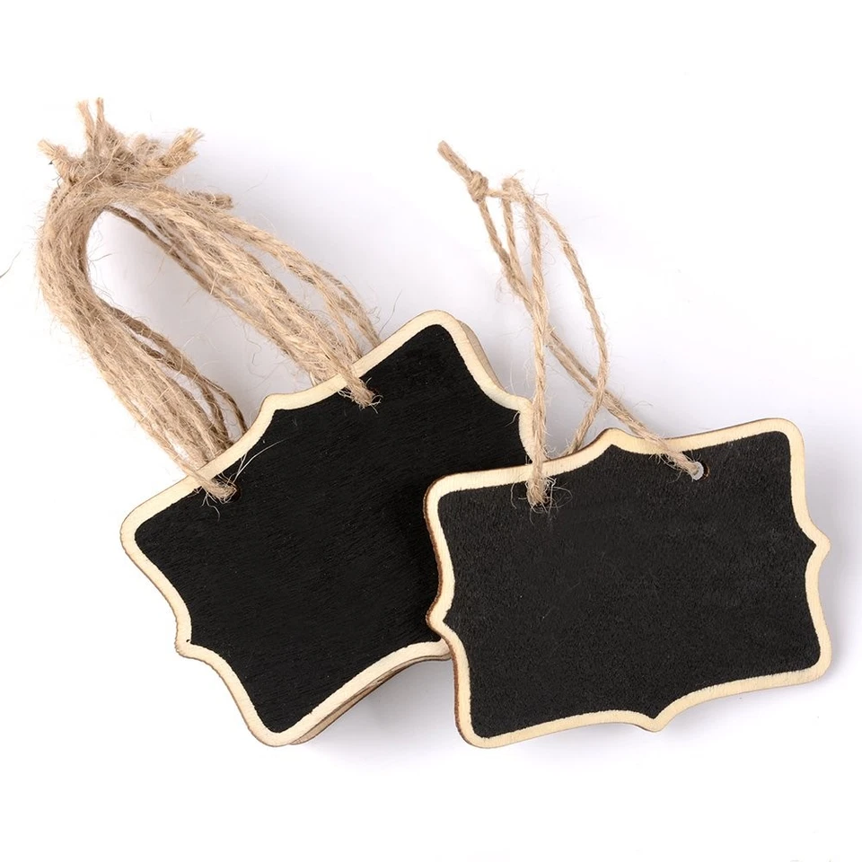 AUSTOR 14 Pcs Mini Chalkboards Signs Hanging Rectangle Chalkboards Double Sided - Image 2 of 4